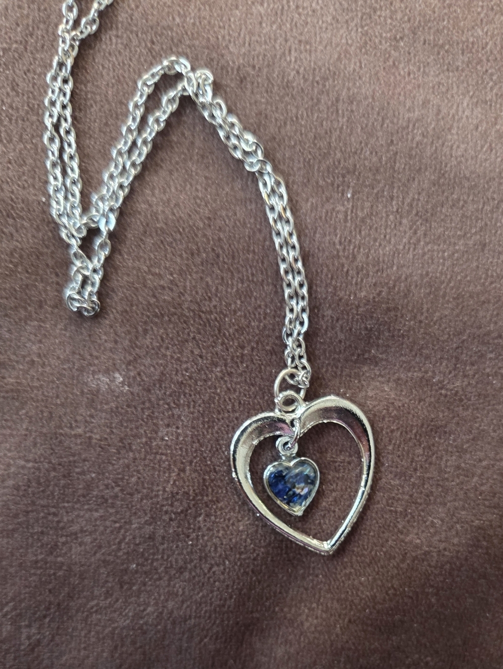 Abalone Heart Within a Heart Pendant Necklace.   New